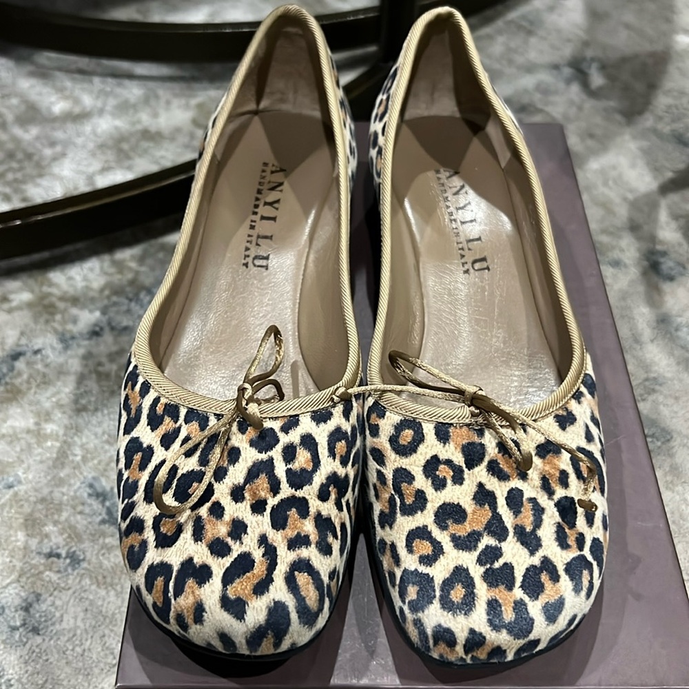 Anyi Lu leopard ballet wedge shoes